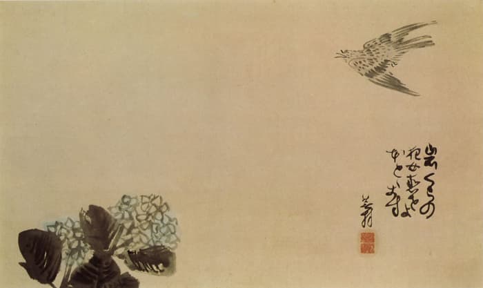 Haiga by a classic Japanese haiku poet, Yosa Buson (1716 - 1784)