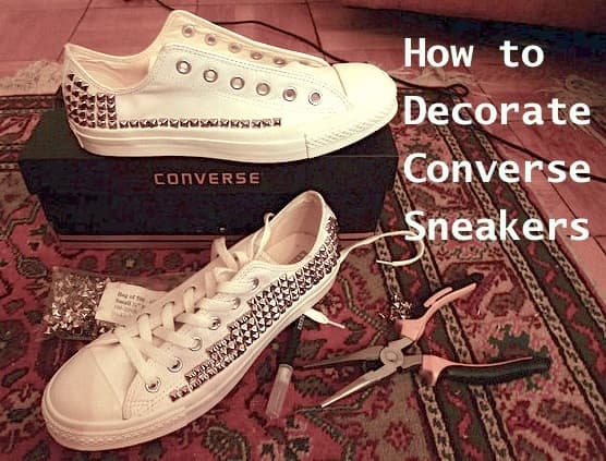 These Converse leather sneakers were hand-studded with a craft knife, needle-nose pliers, and a LOT of patience.