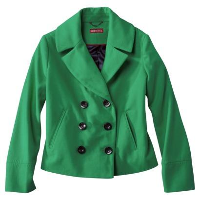 This emerald green pea coat is a perfect addition to your winter wardrobe at an affordable price point. The styling is on trend for the military trend and it's available in the color of the year!