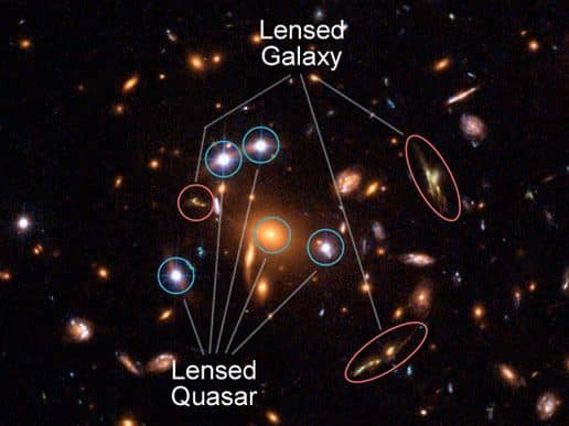 The distant galaxies from Hubble (CLASH). This is one of thousands of examples of galaxies of all colors in the same photograph. The fact that these galaxies are not red-shifted or invisible contradicts the Big Bang & Inflation theories.