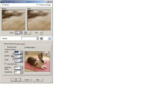 The Digital Camera Noise Removal dialog box.