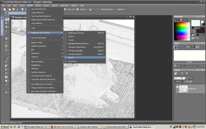 Enhand the lines by selecting Brightness and Contrast Levels