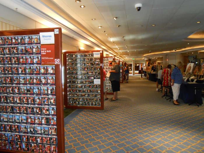 Photo area for guests to view shipboard photos to purchase and take home as souvenirs.