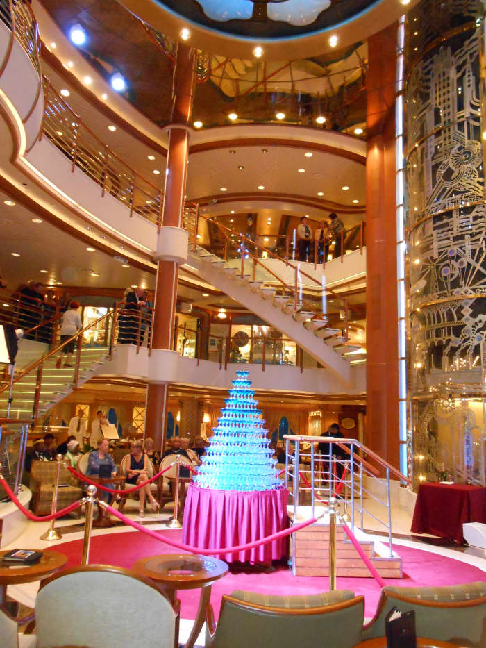 Getting ready for the Champagne Waterfall celebration taking place in the beautiful 3 storied atrium.