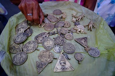 Anting-anting such these can be seen for sale in the country near church entrances or sidewalks.