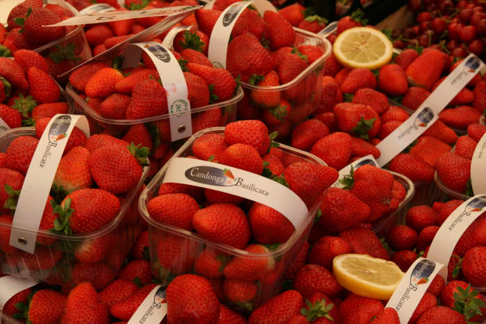 go for organic strawberries at the local market or many local producers sell them by the side of the road.