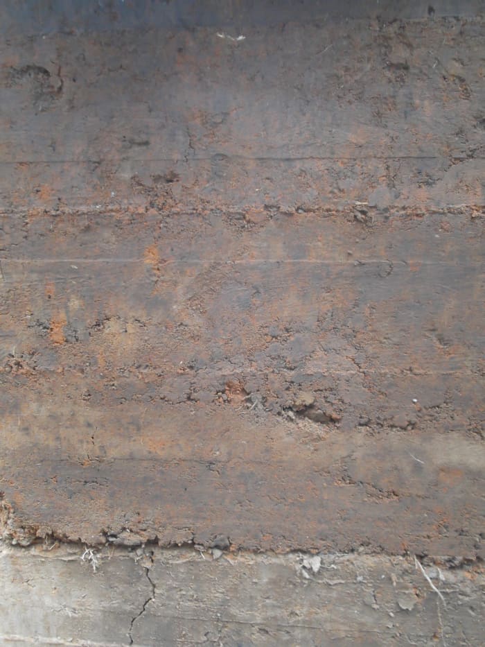 Our rammed earth wall, untouched. This is how it looks fresh from the frame. No additional smoothing or cosmetic improvements.