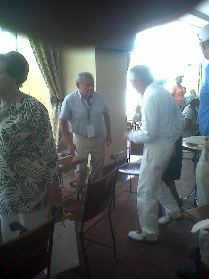 Sol Kerzner and Gary Player at the Gary Player Country Club enjoying a breakfast together before tee off time
