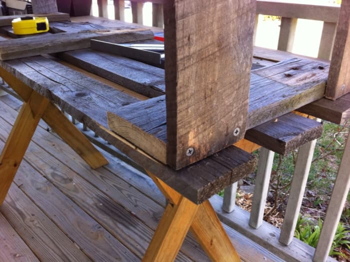 The next step is assembling the pallet storage box making sure that all the corners are square.