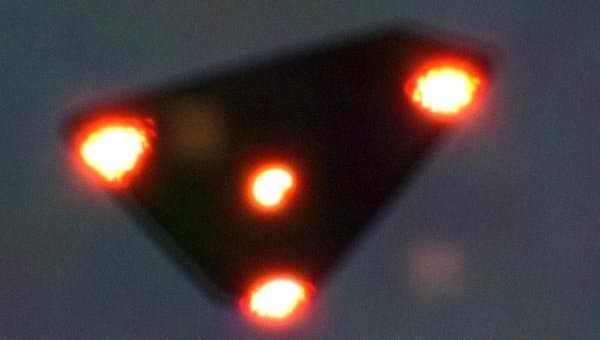 A picture of a triangle UFO taken over Belgium.