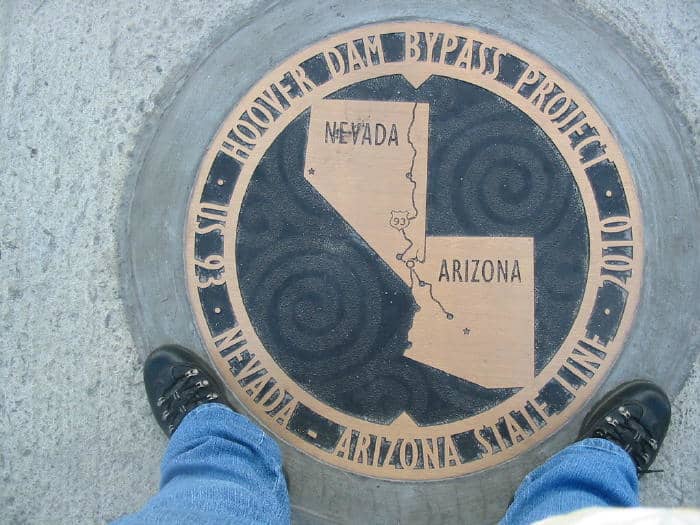 Yes, these actually are my feet... my left foot is in Nevada and my right one is in Arizona. Just don't ask me to decide which I like best, I can't decide! They are both beautiful states!