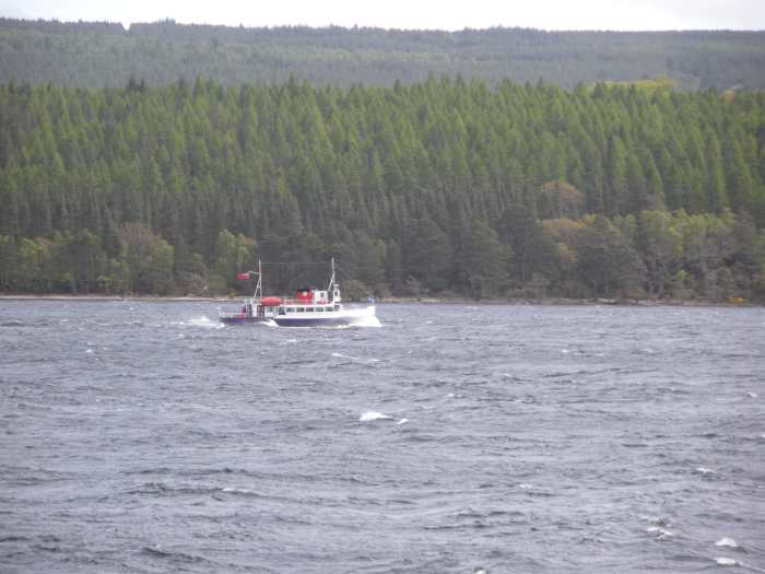You can hop on a boat and take a cruise of the loch ... or you can watch the boat from the shore, and hope it is not dragging a net to capture the Loch Ness Monster!!