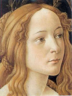 A close-up and example of the grace, beauty, light and shadow that Botticelli used in his paintings and which made him a popular and much sought out painter during the Early Renaissance