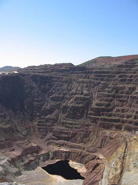 The Lavendar Pit, Bisbee, Arizona. Often misspelled Lavender Pit Mine the correct spelling is "Lavendar"