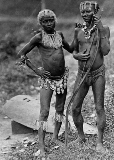 A file photo of two individuals belonging to the Great Andamanese tribe, another tribe from the Andaman group of islands. It is now on the verge of extinction. The Sentinelese look similar to the individuals shown in the image.