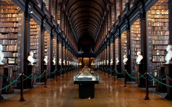 Old Library, Trinity College Dublin, Ireland where the Book of Kells has been housed for viewing since 1661.