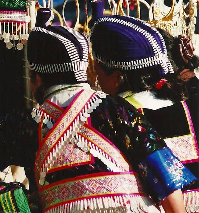 Another photo taken at the Hmong New Year celebration showing the stitching on the women's belts.