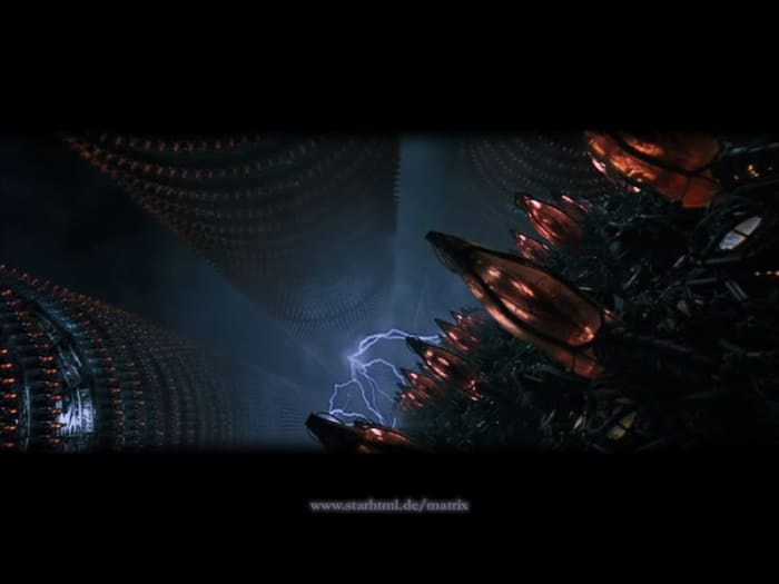 The tank scene declares the esoteric message of the body inside the tank connected to the Matrix within the hidden realm distanced from the Central Matrix.