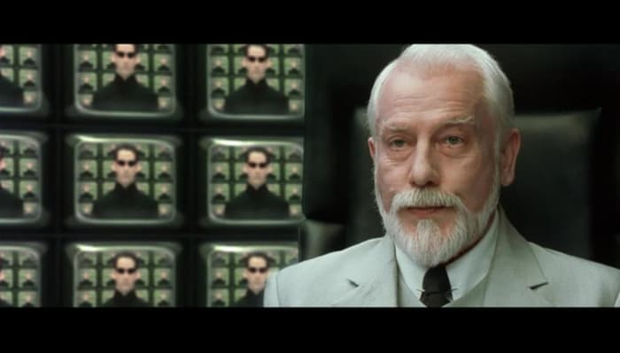 A sacrilegious, freemasonary version of God faces off with an impudent human in a test that somewhat defies Neo's understanding.