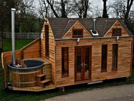 You don't have to give up luxuries when opting for a house on wheels - get one with its very own hot tub!