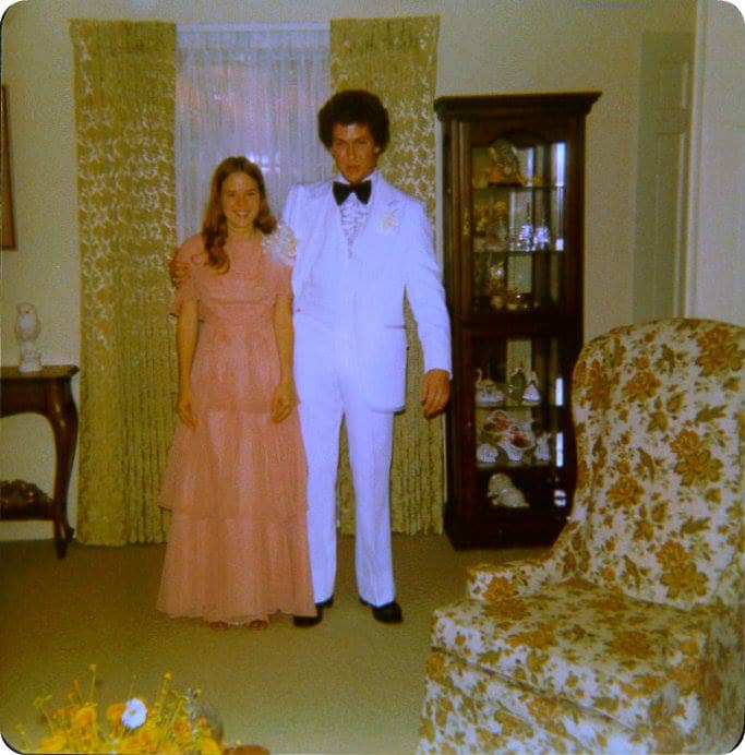 Here is a photo from 1978 of my Senior Prom. Talk about finding a vintage treasure here is Char and Me at my home before we went to her home for more photos