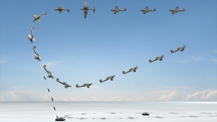 A JU87 Stuka dive-bomber was Hitler's flying artillery it was used at breakthrough points to blast holes in enemy defenses. Rudel would attack enemy tanks from behind recording a record number of kills on Red Army tanks.