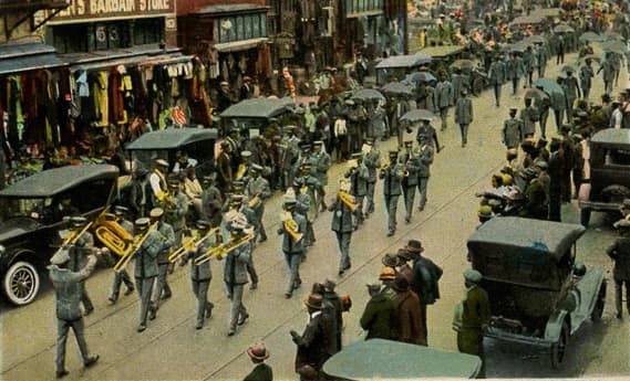 Letter Carriers Band N.A.L.C. Branch No. 27. Armistice Parade. November 24, 1924. Memphis, TN on historic Beale Street