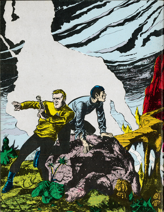 The back cover of Trek # 7, The Magazine for Star Trek Fans has remarkable artwork with attention to details.