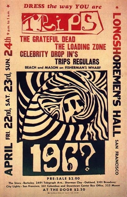 The Grateful Dead, Loading Zone The Longshoreman's Hall Trips Concert April 22, 23, 24, 196? Concert Poster