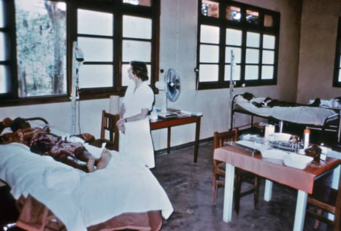 While working through a handle of Kentucky bourbon one night, they looked at a poorly drawn map and saw the Ebola River — somewhat nearby, but not as close as they thought. But that’s the name they chose. They’d been calling the disease the Yambuku v