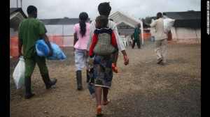 Ebola survivors prepare to leave a Doctors Without Borders treatment center after recovering from the virus in Paynesville, Liberia, on October 12.