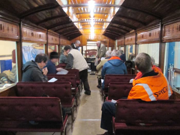 The passenger saloon with reversible (tram-type) seats. An AGM of the 1903 NER Autocar Trust was being held shortly after I took this view, as well as...