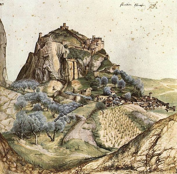 Albrecht Dürer, View of Arco (1495), Paris Musée du Louvre - This drawing by Albrecht Dürer is one of the first known "pure" landscapes in western art.