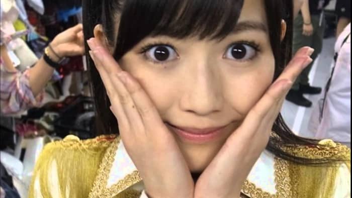 Mayu Watanabe posing for a photo without a smile. She looks like she is shocked. But she has been one of the most popular and cute AKB48 members ever.