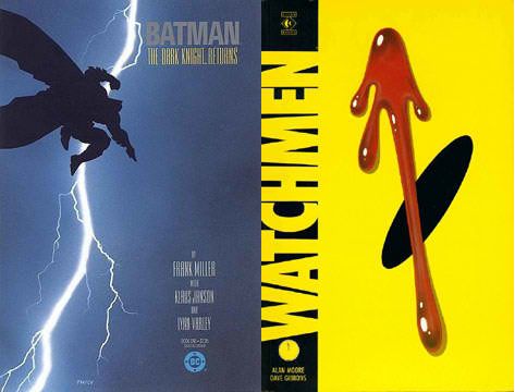 Frank Miller's The Dark Knight (1986) and Alan Moore's Watchmen (1986) changed the face of comics forever