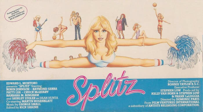 The most original thing about the movie Splitz was it's unusual horizontal movie poster, which was duplicated for it's original home video box.