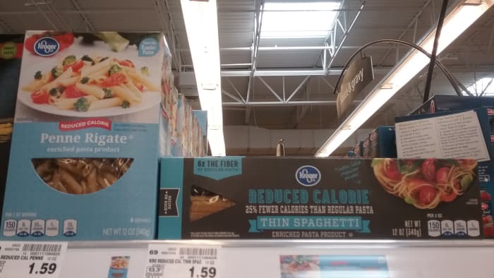 Kroger's very own brand has less calories and more fiber than most durum pastas.