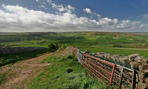 The North Yorkshire Moors above Danby on a fine day. It's not generally as wet this side of Yorkshire as in the west, although you can get some penetrating storms and winds in from the sea