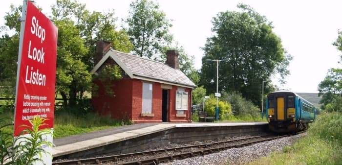 This is the waiting shelter at Commondale Halt as it is now; a short two car diesel unit from Whitby heads up to Middlesbrough by way of Battersby