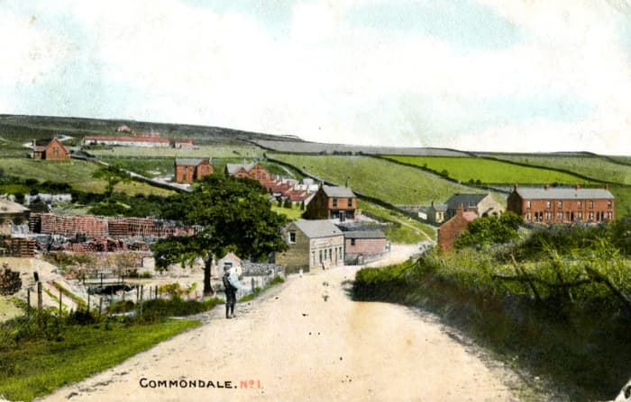 Period postcard view of Commondale looking past the brickworks on the left. Since this shot was taken the trees and houses have grown, although there has never been road access to the station...