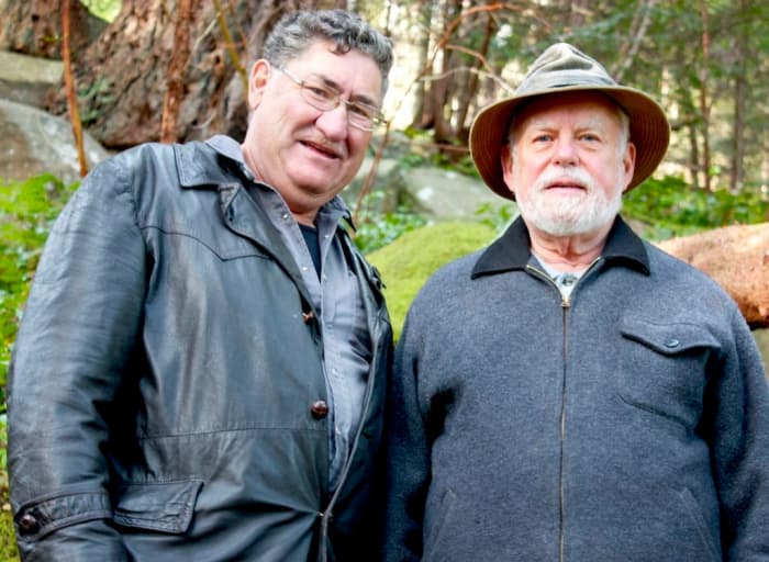 Russell Willier (left) and David Young, two of the co-authors of the book "A Cree Healer and His Medicine Bundle" photographed on the small island of Gabriola in Canada. Willier is a healer who lives on the Sucker Creek Reserve, also in Canada.