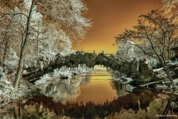 The bridge over the water at the Old Mill in North Little Rock, Arkansas, is as pleasing to look at as the mill itself.