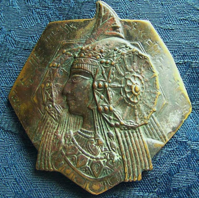 This copper medallion was found by a man digging a trench for a sewer line about six and half feet down in Utah, in 1966.