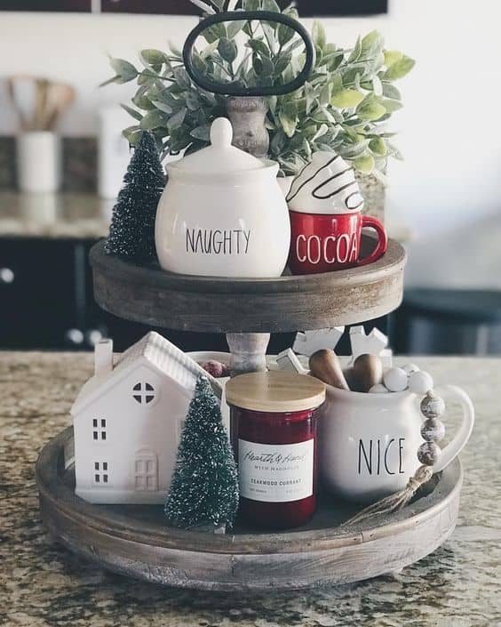 35+ DIY Christmas Tiered Tray Décor Ideas - FeltMagnet