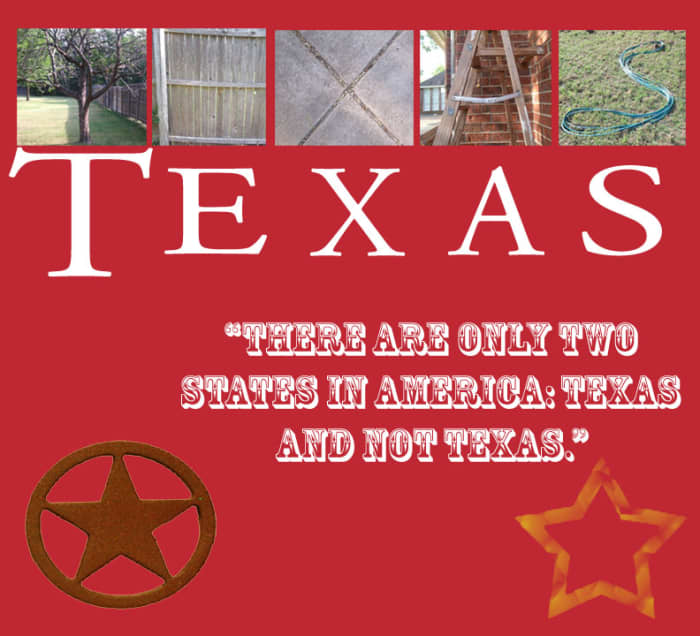I made this one using photographs of everyday items to spell out the word Texas. I added a funny little quote then uploaded some Google Image pics.