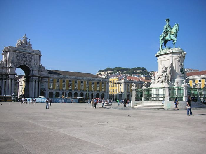 Commercial Square - downtown Lisbon - with the statue of King Joseph I, proudly erected in the centre, after the 1755 earthquake.