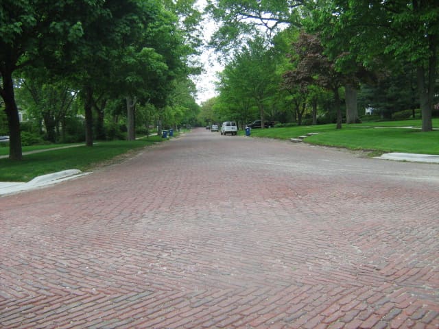 There are a couple of 'red brick' residential streets in Hinsdale, keeping its historic factor alive
