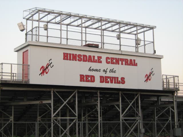 School and sports are big in Hinsdale - signage at the Hinsdale Central High School's athletic field
