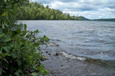 Looking back towards camp from the end of the Long Portage. Camp is aways around that farthest point.