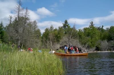 A bit of a bottleneck at a portage. This doesn't happen often and sometimes never on the more remote lakes.